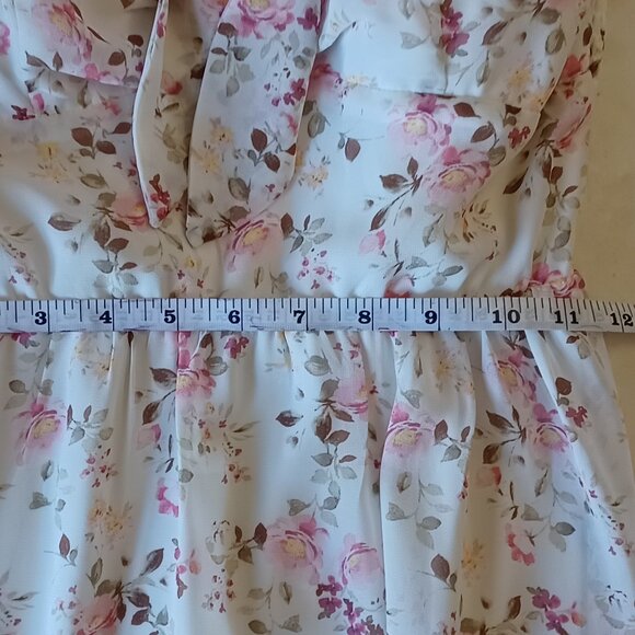 AUW - As U Wish - Floral Midi Dress – Women’s S, Pink Spaghetti Strap Tie-Front - Picture 8 of 13